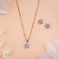 Elegant CZ Rose Gold Chain Pendant Set Design| Classic