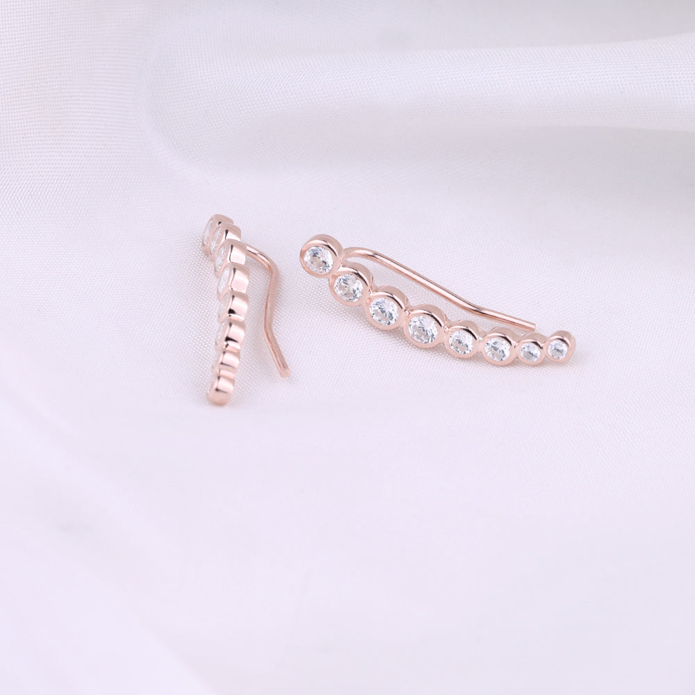 Elegant CZ Rose Gold Cuff Earrings for Women