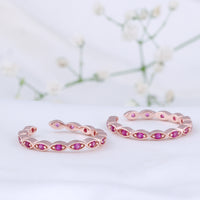 Elegant CZ Silver Rose Gold Toe Ring | Party Wear