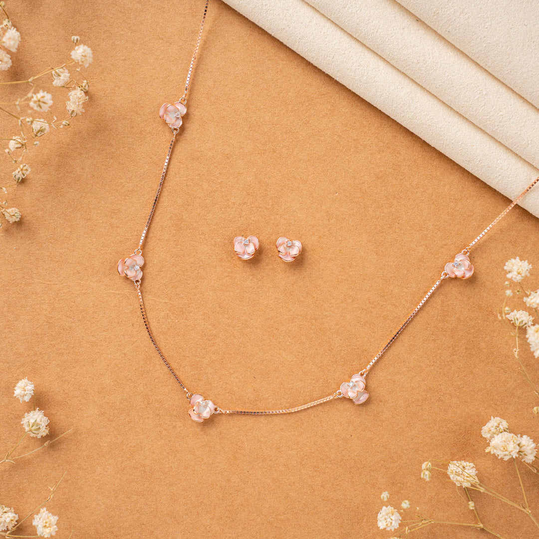 Elegant Enamel Rose Gold Chain| Office Wear