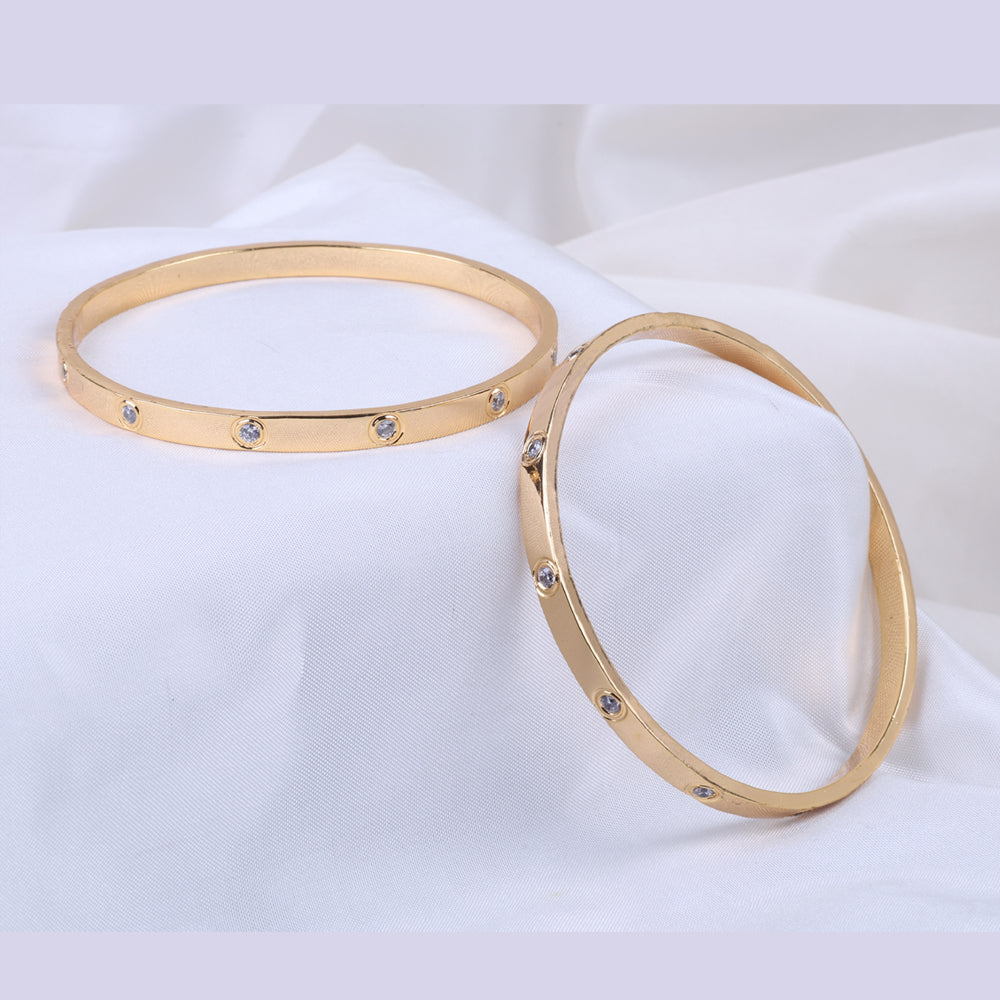 Elegant Gold Plated Diamond Setting Bangle Design | 92.5 Silver
