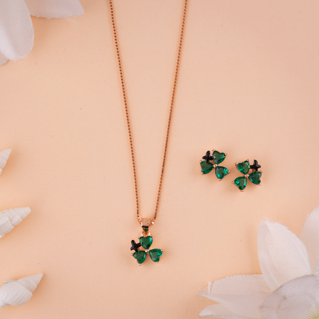 Elegant Italian CZ Rose Gold Chain Pendant Set for Women| Daily Wear