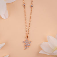 Elegant Italian CZ Rose Gold Chain Pendant for Women| Party Wear