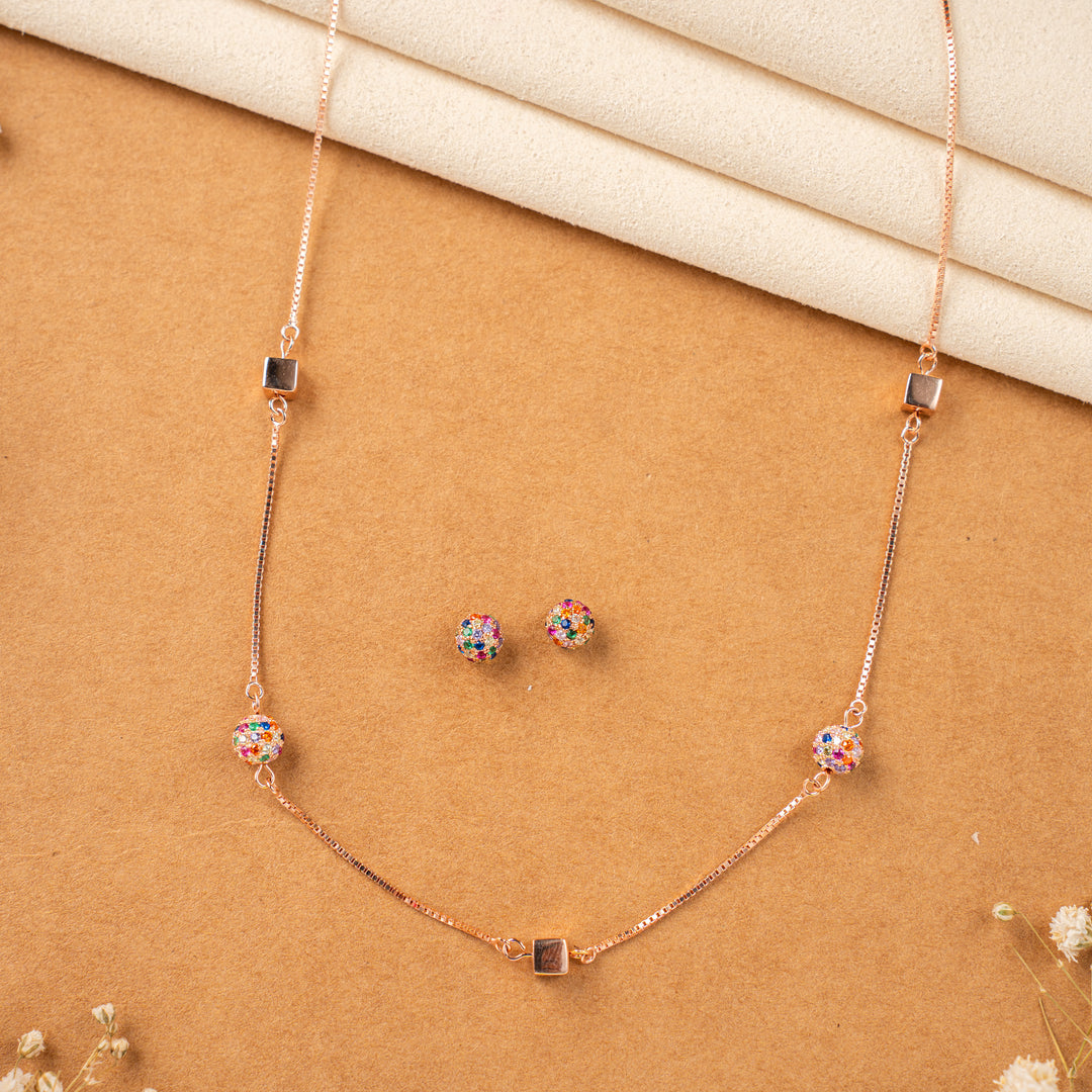 Elegant Rose Gold CZ Stone Chain| Classic
