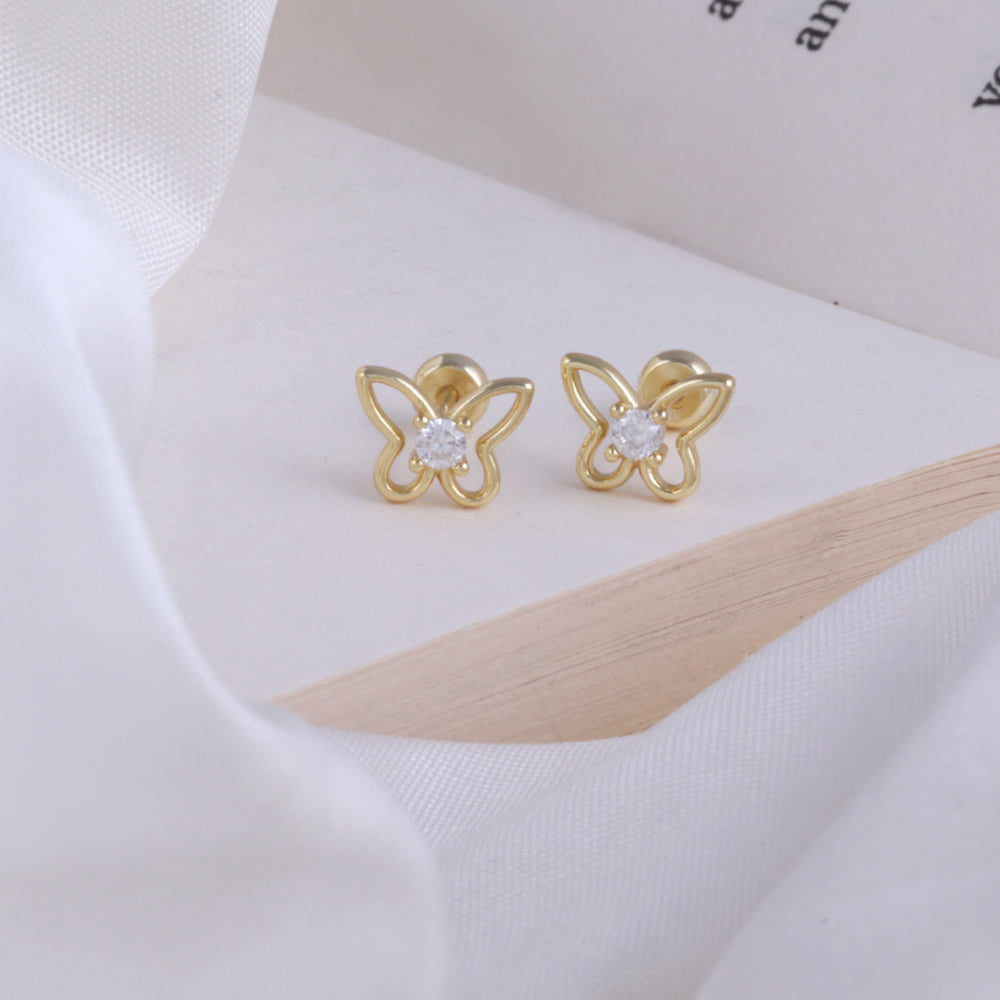 Elegant Traditional Silver Gold Plated Second Stud Earrings