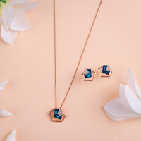 Enamel Italian Rose Gold Chain Pendant Set| Daily Wear