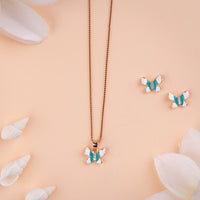 Enamel Italian Rose Gold Chain Pendant Set for Daily Wear
