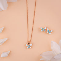 Enamel Italian Rose Gold Chain Pendant Set for Women| Daily Wear