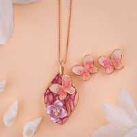 Enamel Italian Rose Gold Chain Pendant Set in Rose Gold Finish| Party Wear