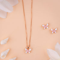 Enamel Rose Gold Chain Pendant Set | Chaneira Jewels| Daily Wear