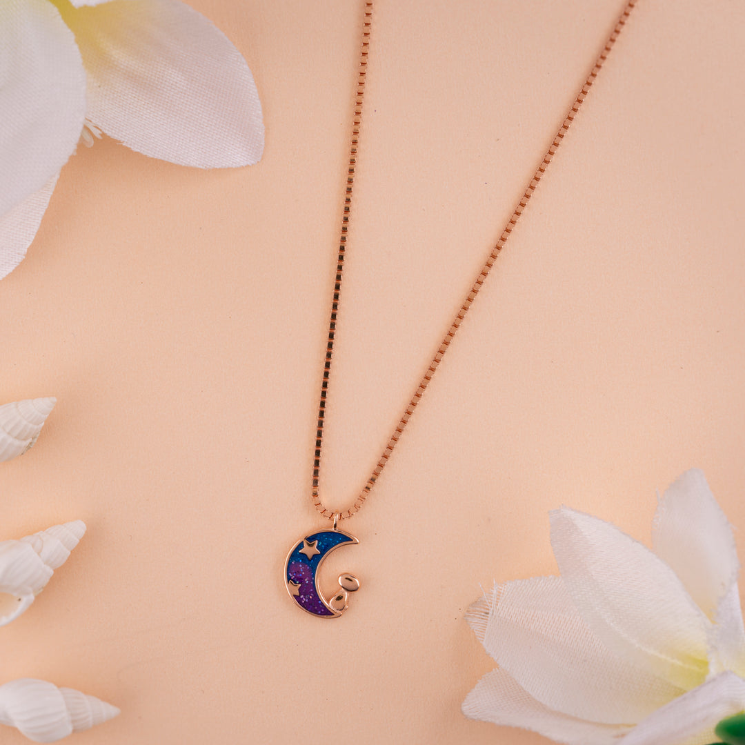 Enamel Rose Gold Chain Pendant Set at Chaneira Jewels| Office Wear