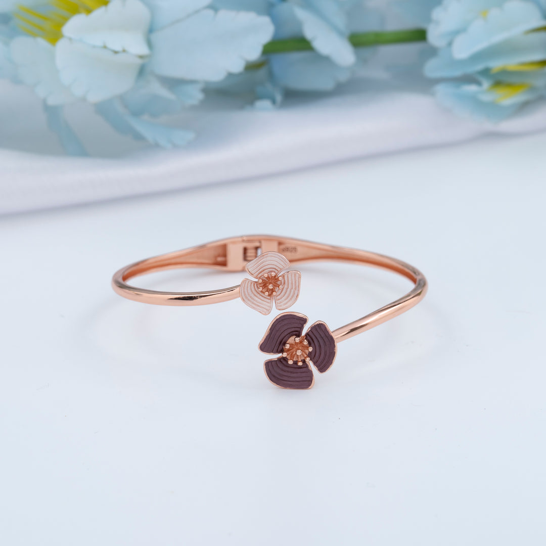 Enamel Rose Gold Kada | 92.5 Silver Kada Designs| Statement