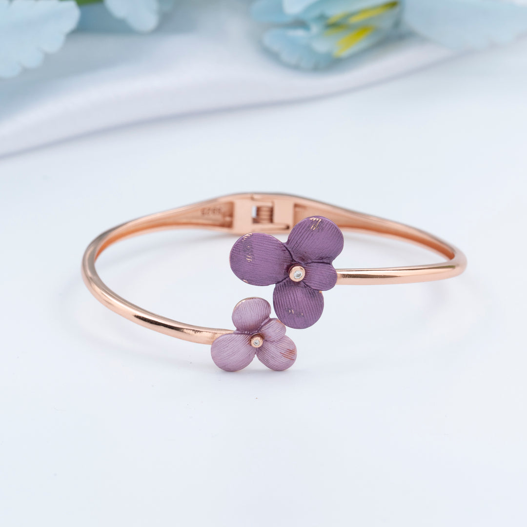 Enamel Rose Gold Kada Bracelet | Festive Kada Collection