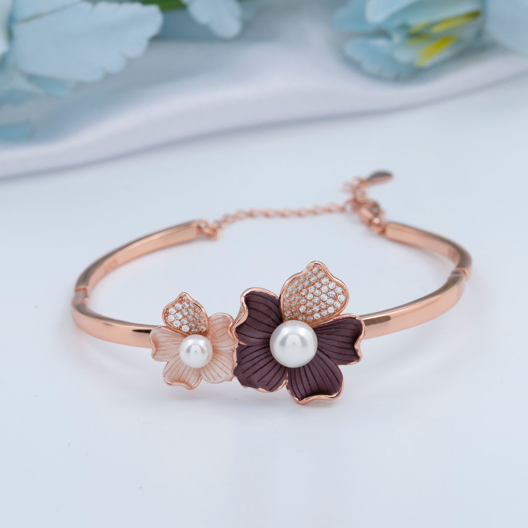 Enamel Rose Gold Kada | Classic Kada for Women