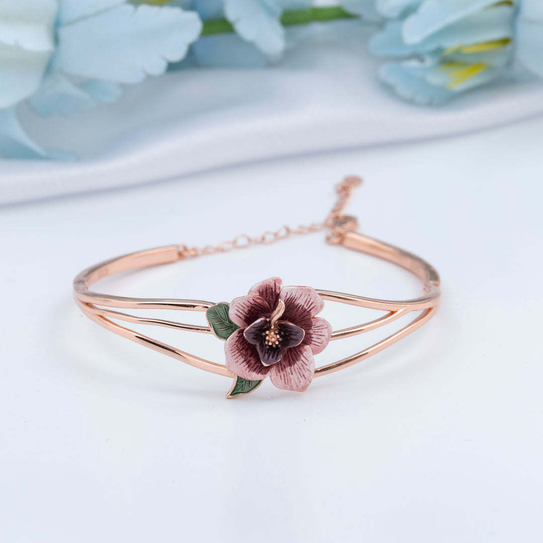 Enamel Rose Gold Kada | Elegant Kada for Women| Floral