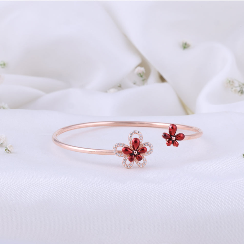 Enamel Rose Gold Kada for Daily and Festive Wear