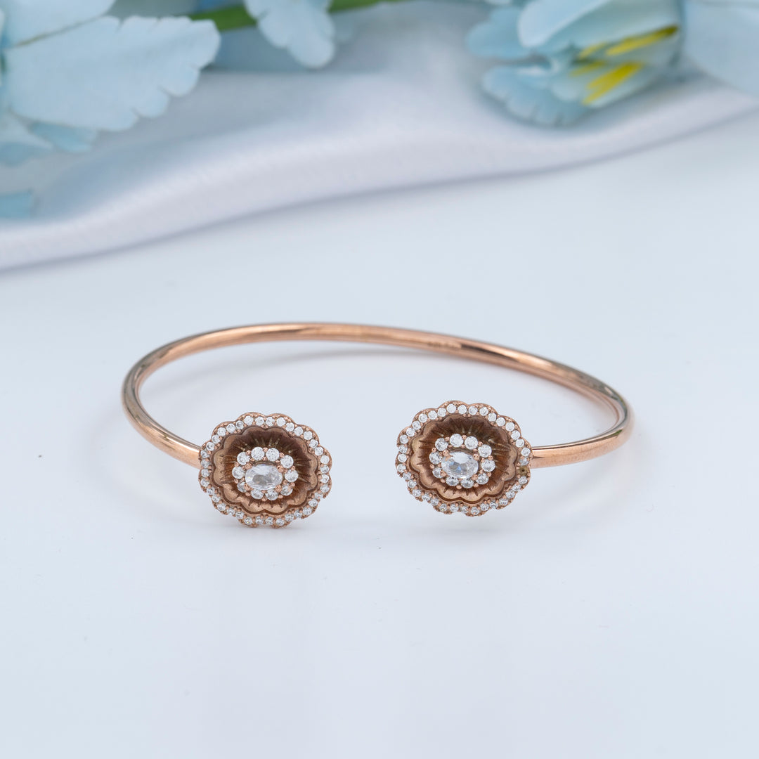 Enamel Rose Gold Kada for Office Wear | Chaneira Jewels
