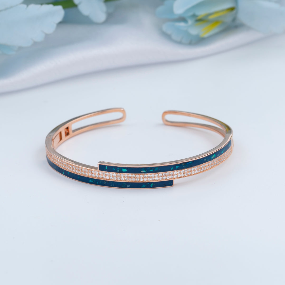 Enamel Rose Gold Kada for Party Wear | Chaneira Jewels