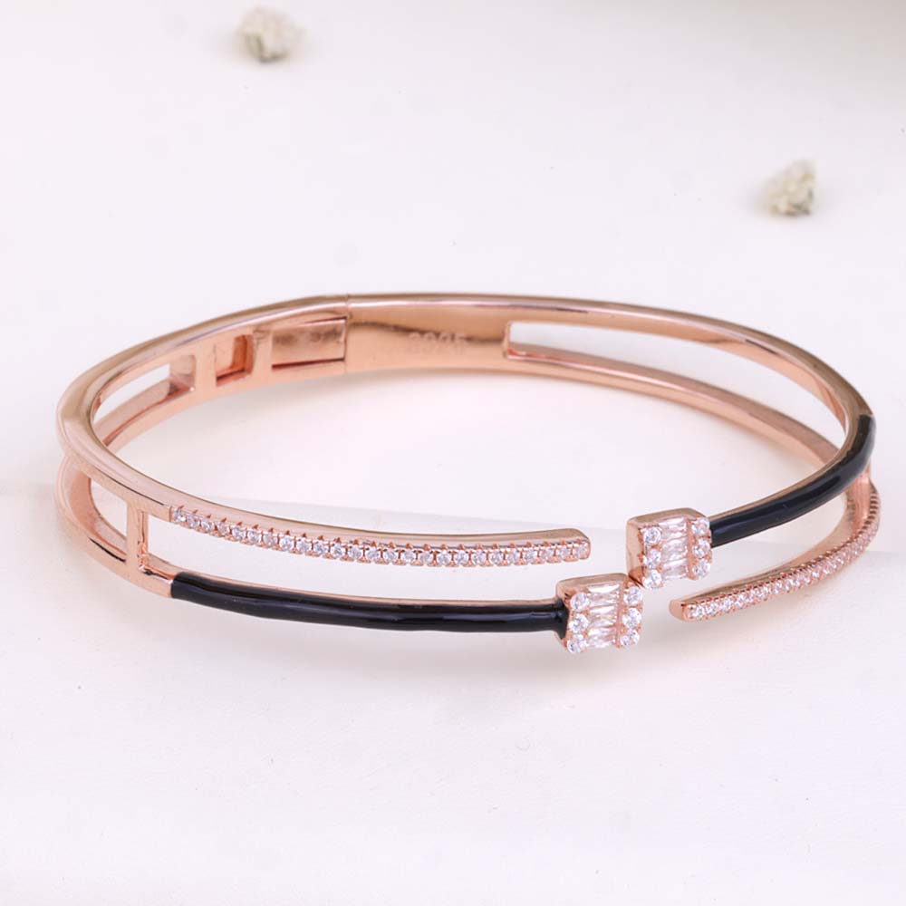 Enamel Rose Gold Kada for Women | 92.5 Silver| Party Wear