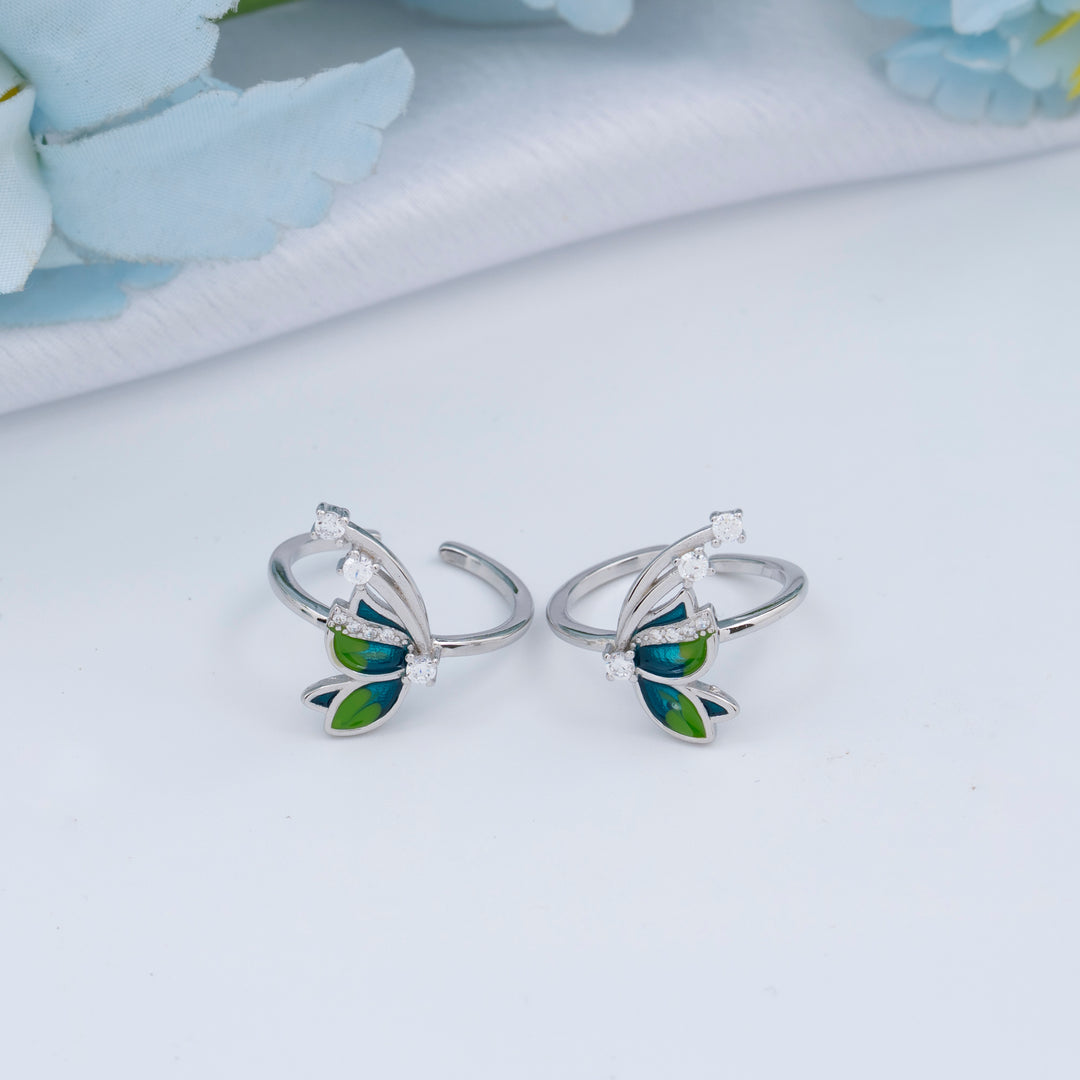 Enamel Silver Toe Rings for Women/Statement