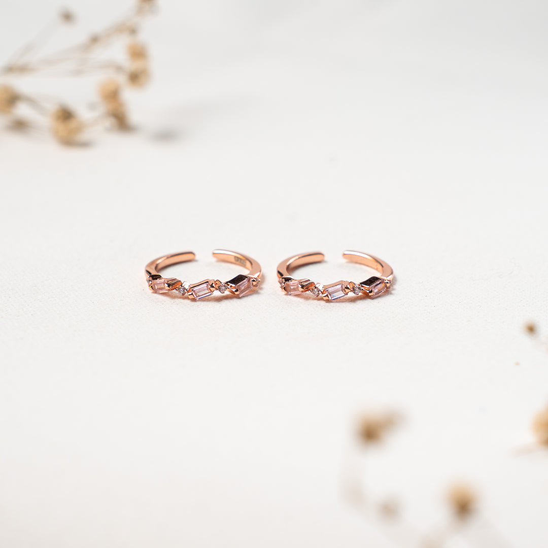 Ethnic CZ Rose Gold Toe Ring for Daily Wear
