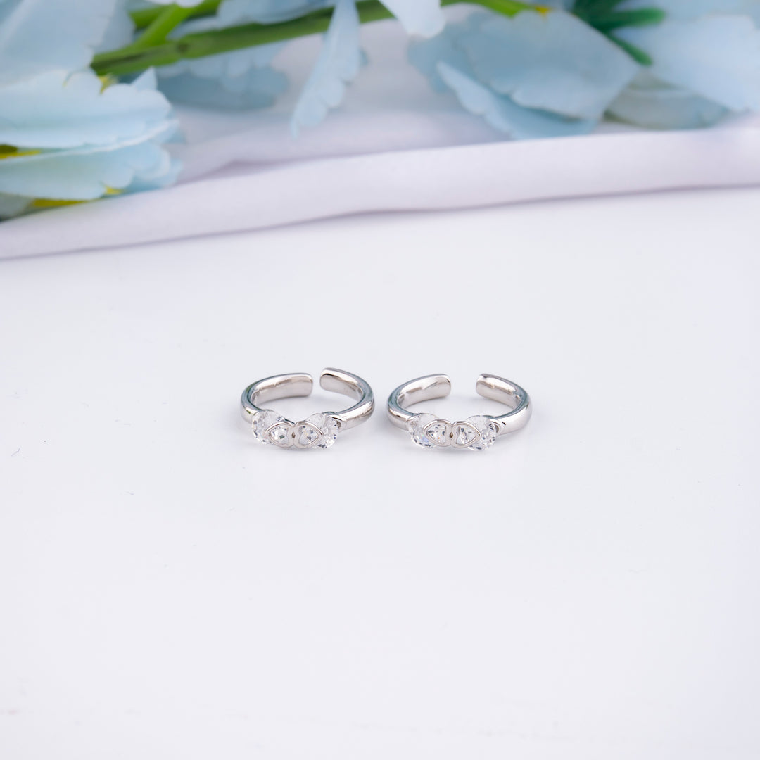Ethnic Silver CZ Toe Ring