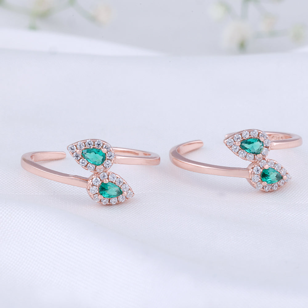 Festive CZ Silver Rose Gold Toe Ring | Chaneira Jewels
