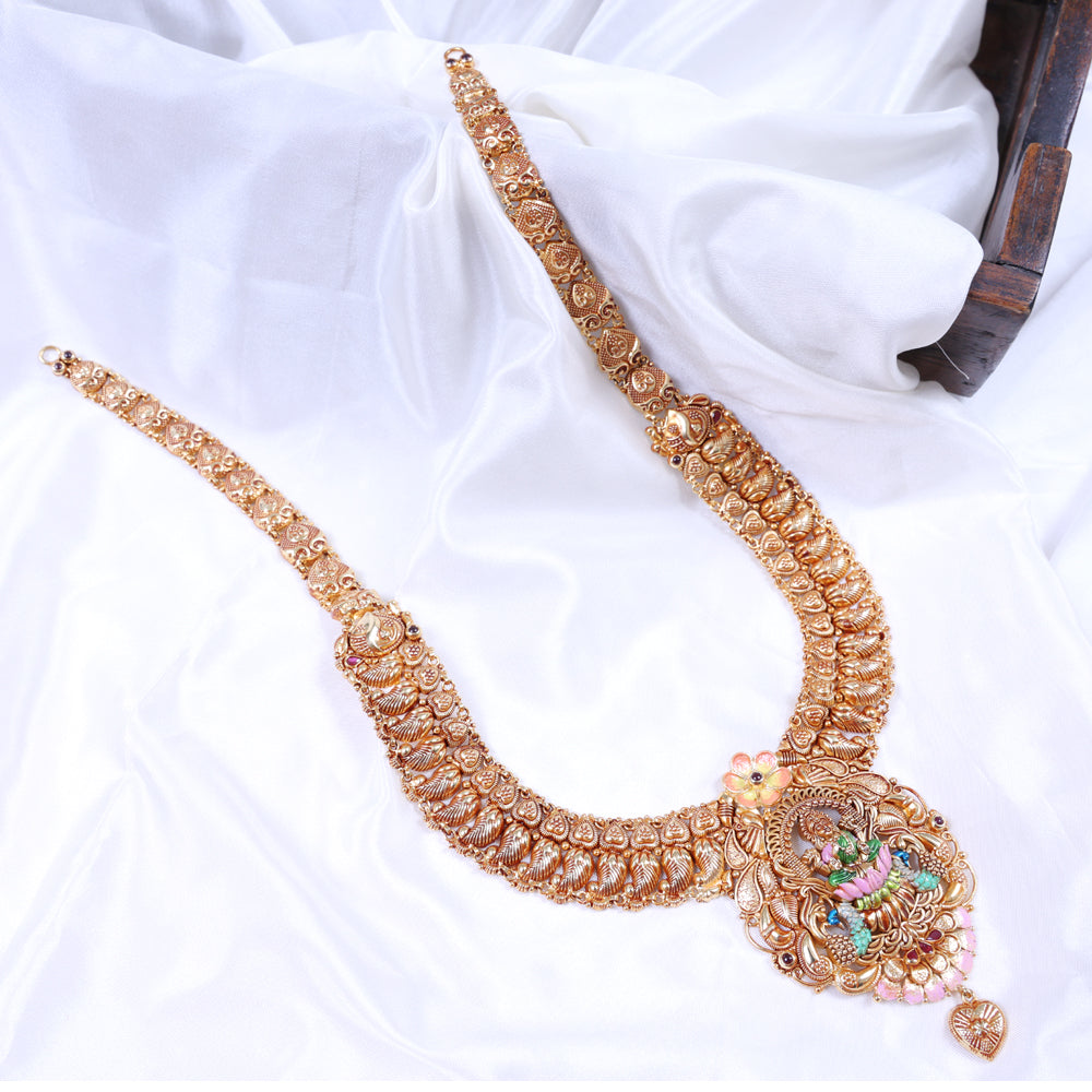 Festive Gold Plated Paper Casting Haram Necklace