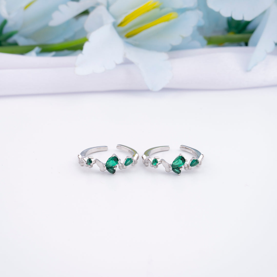 Festive Silver CZ Toe Ring