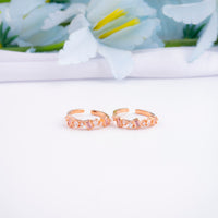 Festive Silver Rose Gold CZ Toe Ring