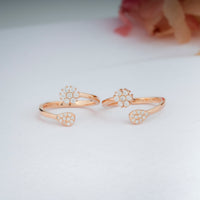 Fine Finish CZ Stone Silver Rose Gold Toe Ring for Women/Office Wear