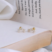 Floral 925 Silver Gold Plated Second Stud Earrings