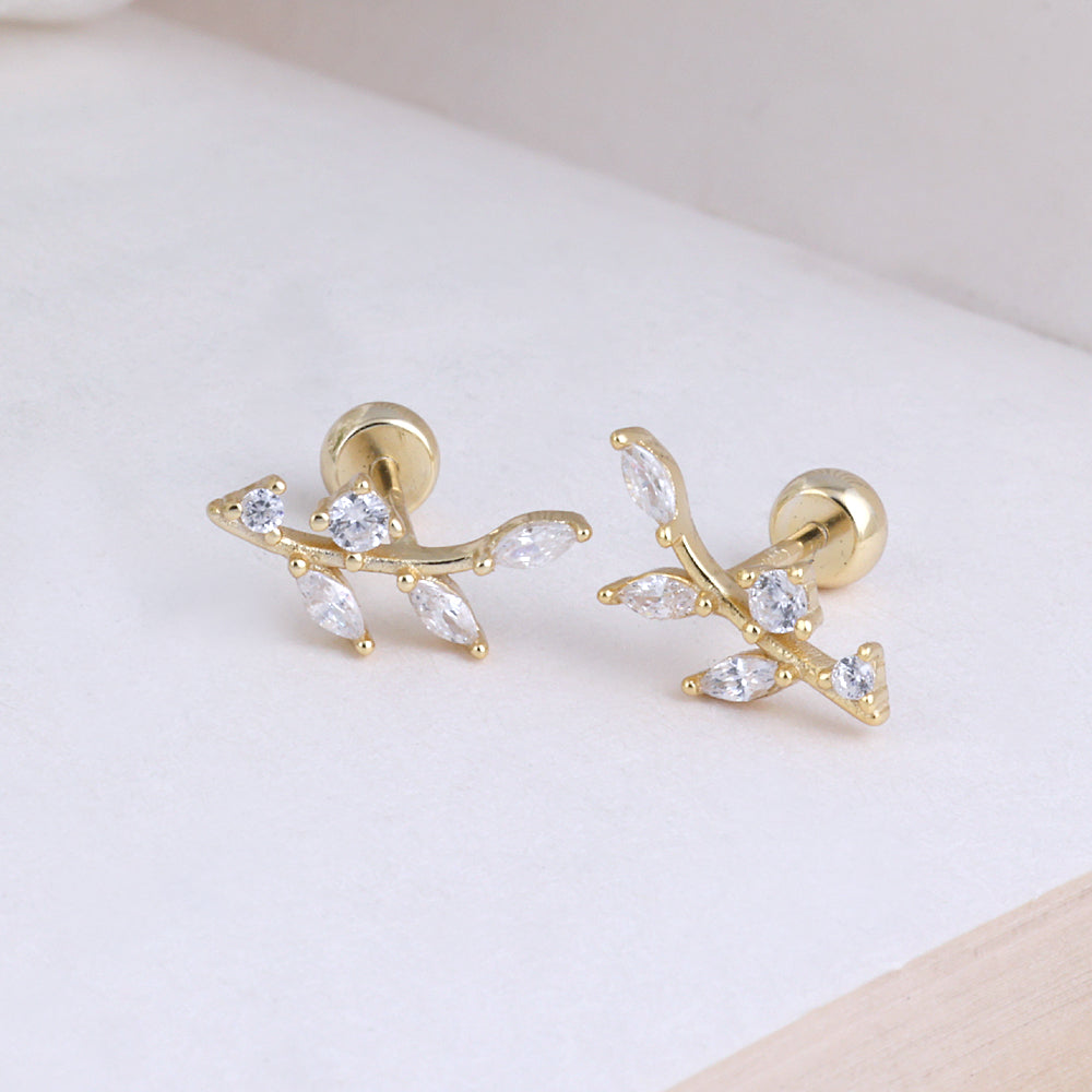 Floral Gold Plated Second Stud Earrings by Chaneira Jewels