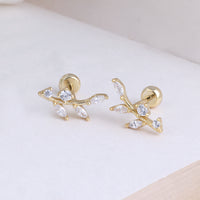 Floral Gold Plated Second Stud Earrings by Chaneira Jewels