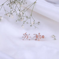 Floral Rose Gold Second Stud Earrings by Chaneira Jewels