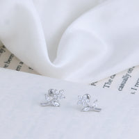 Floral Silver Second Stud Earrings by Chaneira Jewels