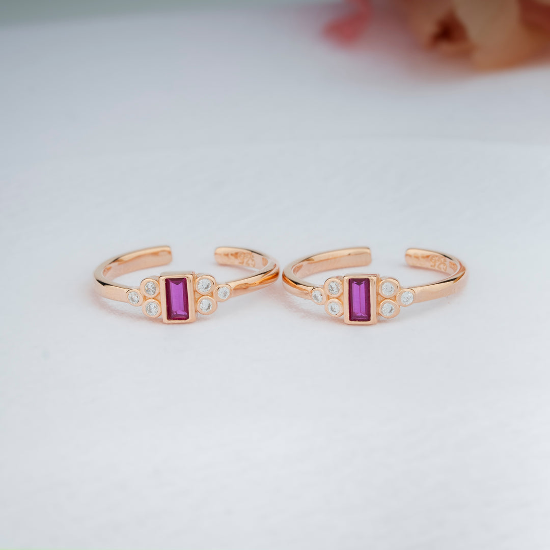 Gift Ready CZ Stone Silver Rose Gold  Toe Ring for Women/Daily Wear