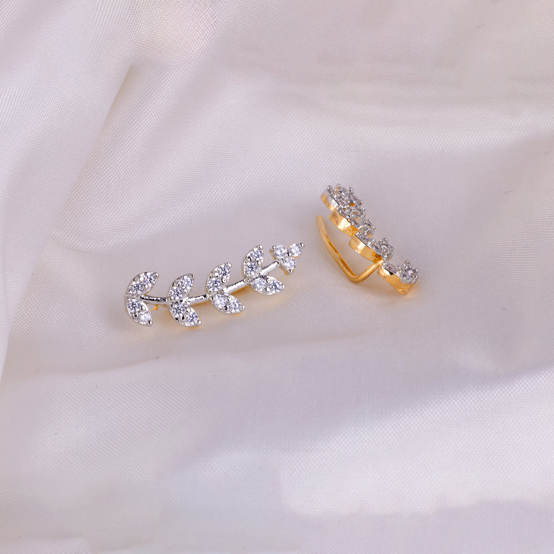 Gold Plated CZ Cuff Earrings for Women