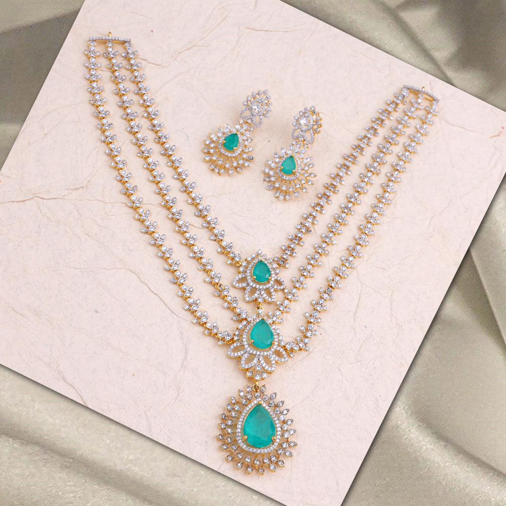 Gold Plated CZ Haram for Bridal Wear