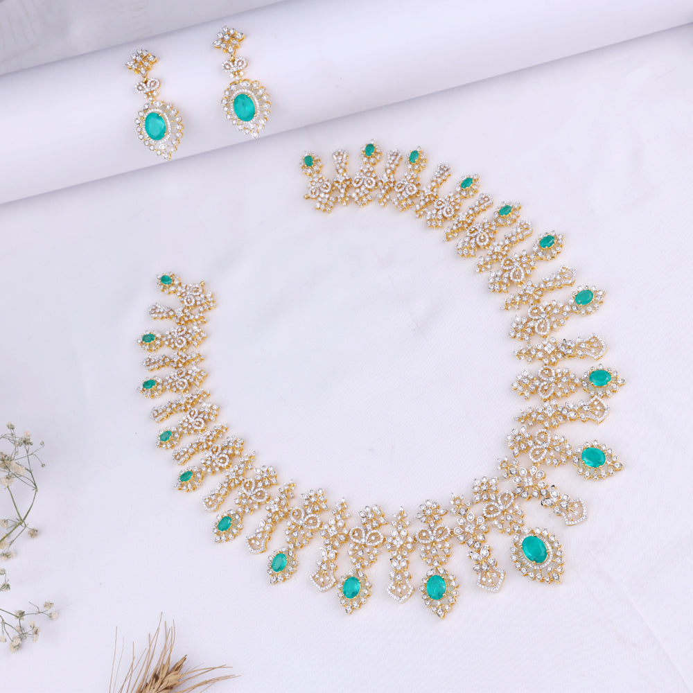 Gold Plated CZ Haram for Wedding Jewellery