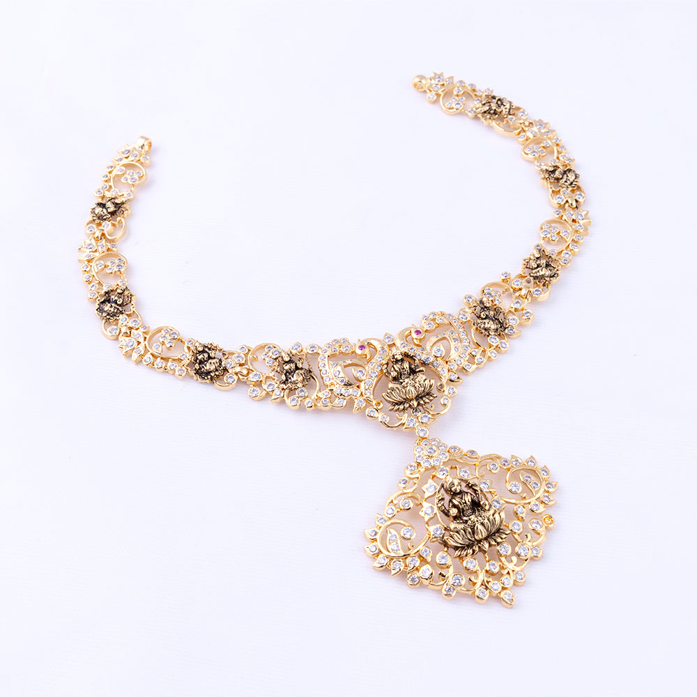 Gold Plated CZ Stone Nagas Necklace — Premium Finish| Traditional 