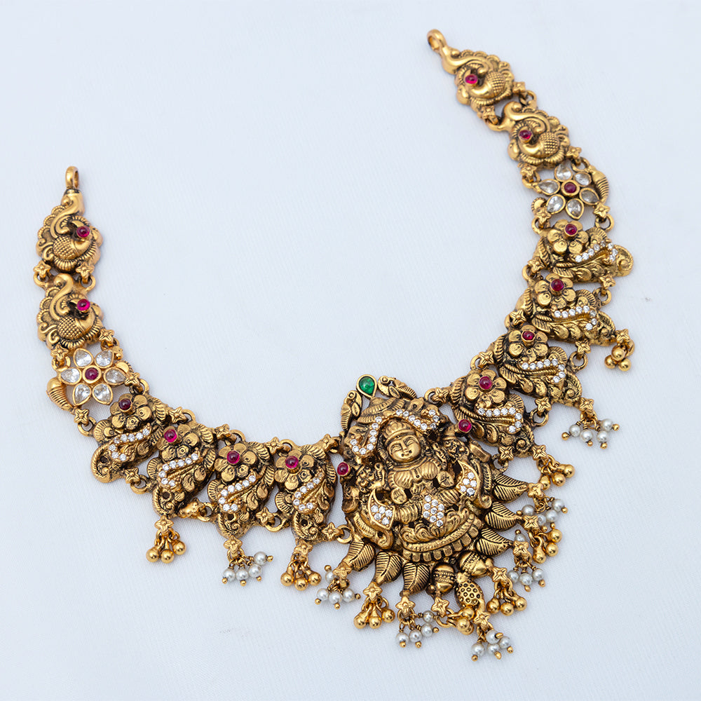 Gold Plated CZ stone Nagas Necklace — Handcrafted Women Design| Bridal Wear