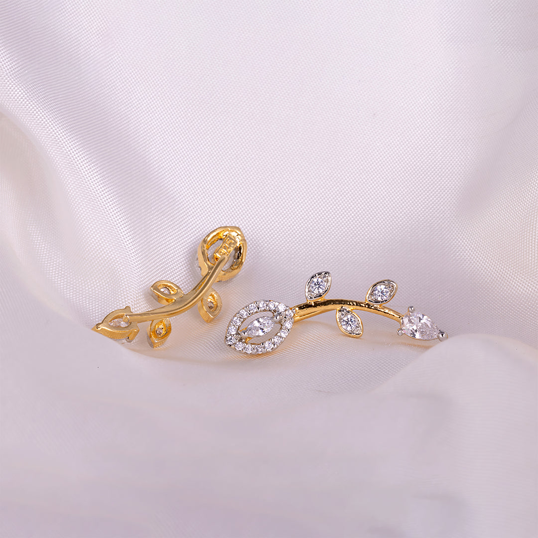 Gold Plated Cuff Earrings with CZ Stone Online
