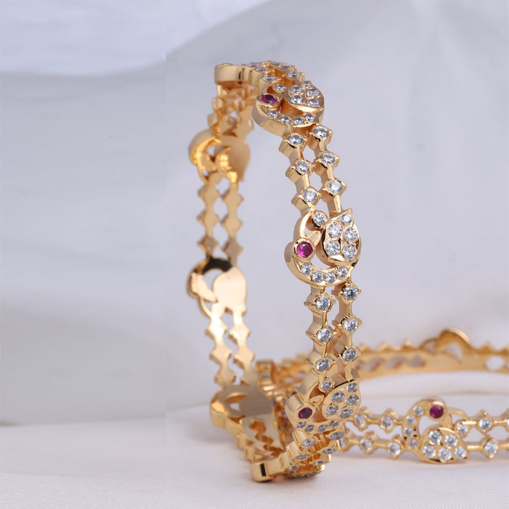 Gold Plated Diamond Setting Bangle for Ethnic Wear | Coimbatore Chennai| Bridal Wear
