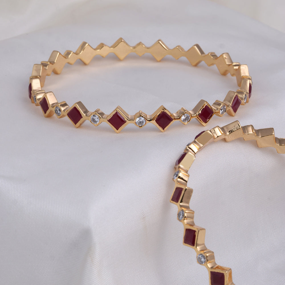 Gold Plated Diamond Setting Bangle in 92.5 Silver