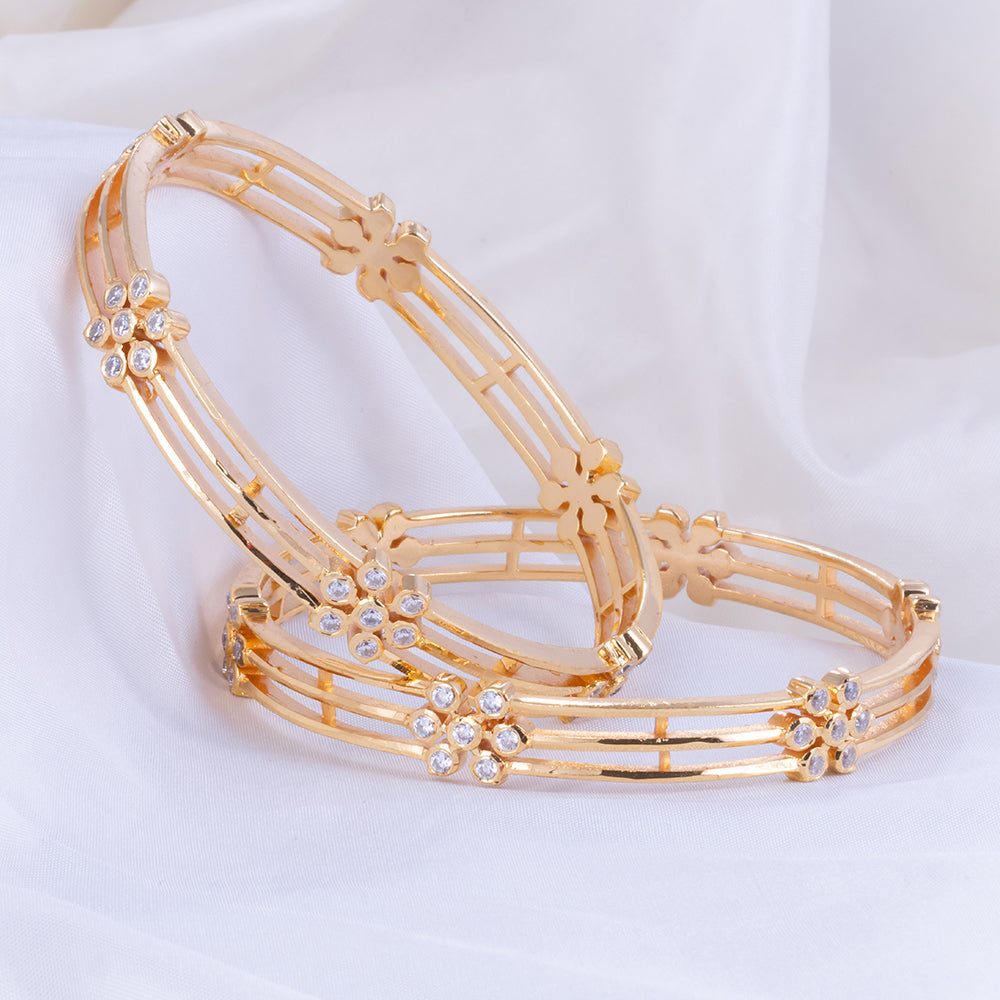 Gold Plated Diamond Setting Bangle in 92.5 Silver| Festival Wear
