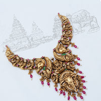 Gold Plated Elephant Kunthan Beads Nagas Necklace — Premium Finish| Bridal Wear