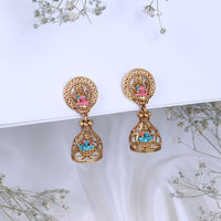 Gold Plated Enamel Jhumkas | Chaneira Jewels| Traditional Wear