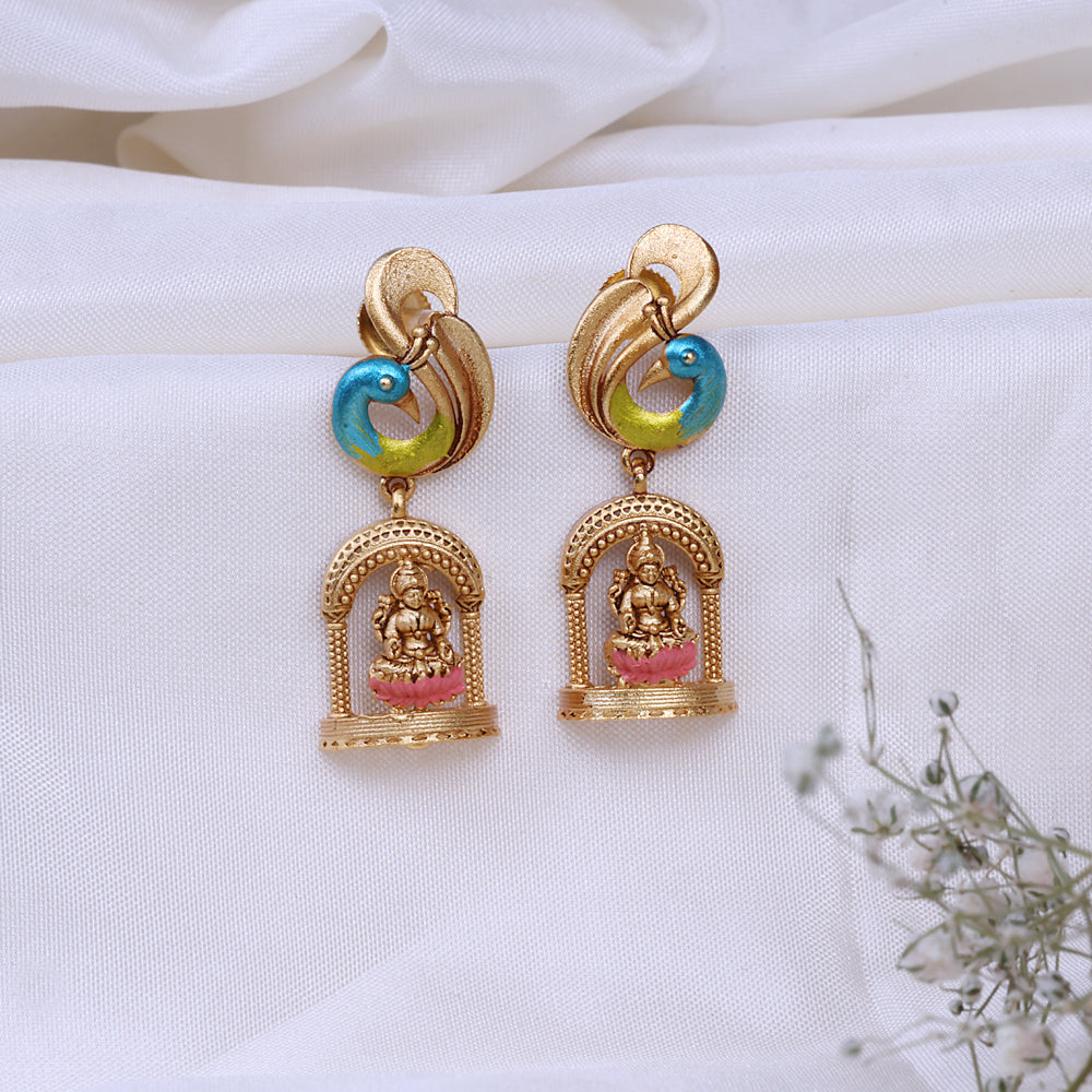 Gold Plated Enamel Jhumkas at Chaneira Jewels| Traditional Wear