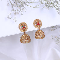 Gold Plated Enamel Jhumkas for Bridal Styling
